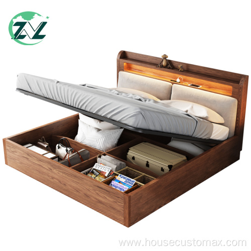 Bedroom Furniture Tyle USB Charger Wood Bed Frame